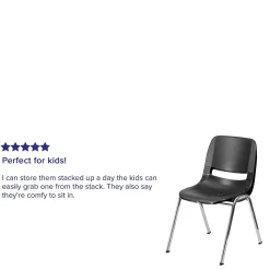 Flash Furniture Folding & Stacking<HERCULES Series Plastic Shell Stack Chair, Black/Chrome (RUT18BKCHR)