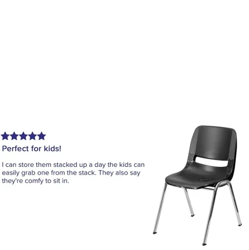 Flash Furniture Folding & Stacking<HERCULES Series Plastic Shell Stack Chair, Black/Chrome (RUT18BKCHR)