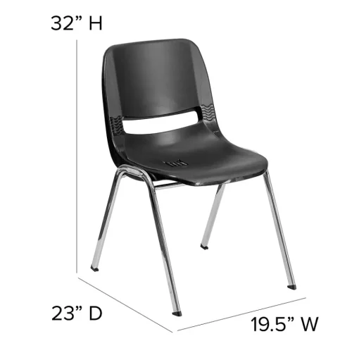 Flash Furniture Folding & Stacking<HERCULES Series Plastic Shell Stack Chair, Black/Chrome (RUT18BKCHR)