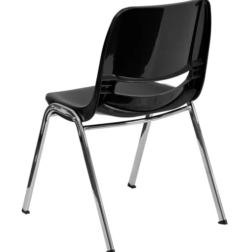 Flash Furniture Folding & Stacking<HERCULES Series Plastic Shell Stack Chair, Black/Chrome (RUT18BKCHR)