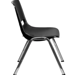 Flash Furniture Folding & Stacking<HERCULES Series Plastic Shell Stack Chair, Black/Chrome (RUT18BKCHR)