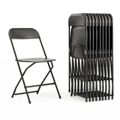 Flash Furniture Folding & Stacking<HERCULES™ Plastic Armless Folding Chair, Black, 60/Pack