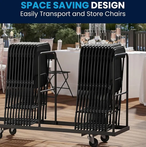Flash Furniture Folding & Stacking<HERCULES™ Plastic Armless Folding Chair, Black, 60/Pack
