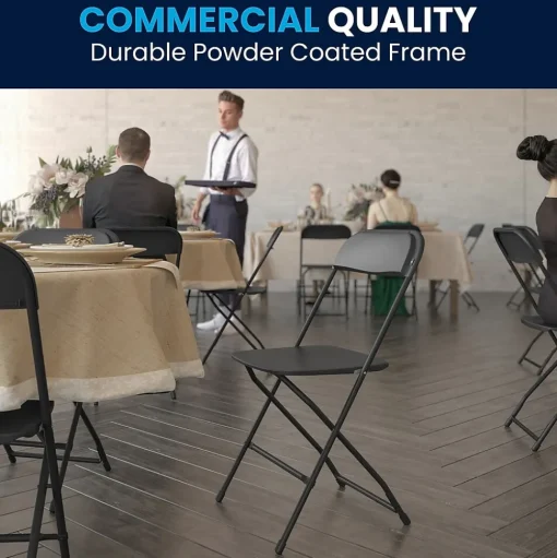 Flash Furniture Folding & Stacking<HERCULES™ Plastic Armless Folding Chair, Black, 60/Pack