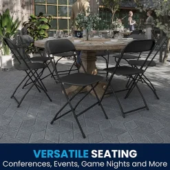 Flash Furniture Folding & Stacking<HERCULES™ Plastic Armless Folding Chair, Black, 60/Pack