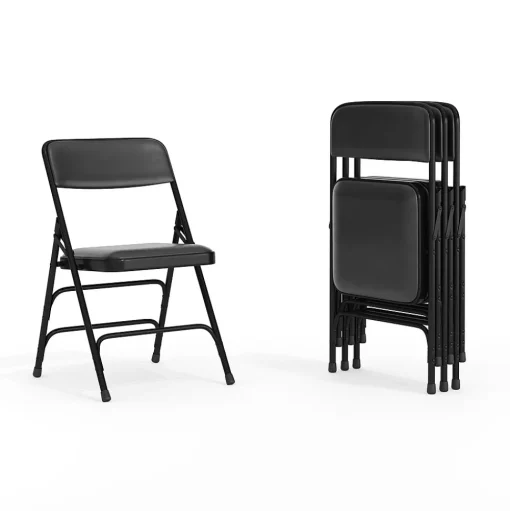 Flash Furniture Folding & Stacking<HERCULES Vinyl Upholstered Reception Chair, Black, 4/Pack (HA-MC309AV-BK-GG)