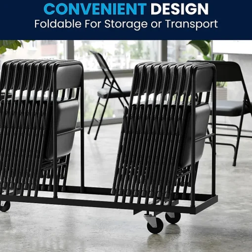 Flash Furniture Folding & Stacking<HERCULES Vinyl Upholstered Reception Chair, Black, 4/Pack (HA-MC309AV-BK-GG)