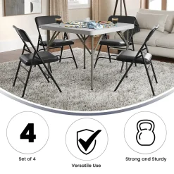 Flash Furniture Folding & Stacking<HERCULES Vinyl Upholstered Reception Chair, Black, 4/Pack (HA-MC309AV-BK-GG)