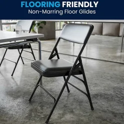 Flash Furniture Folding & Stacking<HERCULES Vinyl Upholstered Reception Chair, Black, 4/Pack (HA-MC309AV-BK-GG)