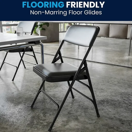 Flash Furniture Folding & Stacking<HERCULES Vinyl Upholstered Reception Chair, Black, 4/Pack (HA-MC309AV-BK-GG)