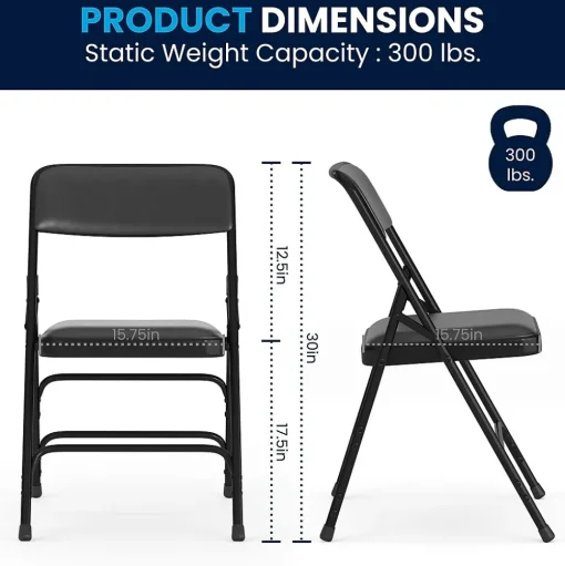 Flash Furniture Folding & Stacking<HERCULES Vinyl Upholstered Reception Chair, Black, 4/Pack (HA-MC309AV-BK-GG)