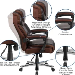 Flash Furniture Office Chairs<Hercules Series Ergonomic LeatherSoft Swivel Big & Tall Executive Office Chair, Brown (GO2223BN)