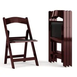 Flash Furniture Folding & Stacking<HERCULES™ Vinyl Armless Folding Chair, Red Mahogany, 4/Pack