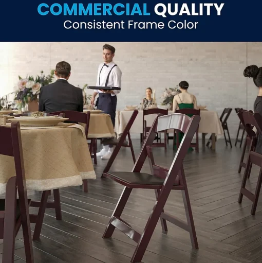 Flash Furniture Folding & Stacking<HERCULES™ Vinyl Armless Folding Chair, Red Mahogany, 4/Pack