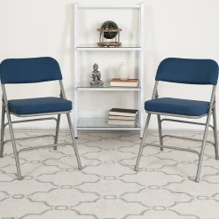 Flash Furniture Folding & Stacking<HERCULES Series Fabric Folding Chair, Navy, 2/Pack (2AWMC320AFNVY)