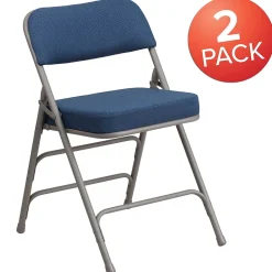 Flash Furniture Folding & Stacking<HERCULES Series Fabric Folding Chair, Navy, 2/Pack (2AWMC320AFNVY)