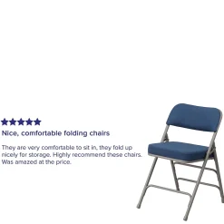 Flash Furniture Folding & Stacking<HERCULES Series Fabric Folding Chair, Navy, 2/Pack (2AWMC320AFNVY)