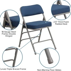 Flash Furniture Folding & Stacking<HERCULES Series Fabric Folding Chair, Navy, 2/Pack (2AWMC320AFNVY)