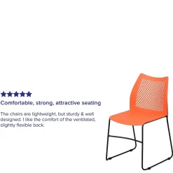 Flash Furniture Folding & Stacking<HERCULES Series Plastic Stack Chair with Air-Vent Back and Sled Base, Orange/Black (RUT498AOR)
