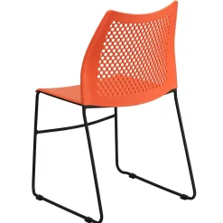 Flash Furniture Folding & Stacking<HERCULES Series Plastic Stack Chair with Air-Vent Back and Sled Base, Orange/Black (RUT498AOR)