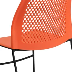 Flash Furniture Folding & Stacking<HERCULES Series Plastic Stack Chair with Air-Vent Back and Sled Base, Orange/Black (RUT498AOR)