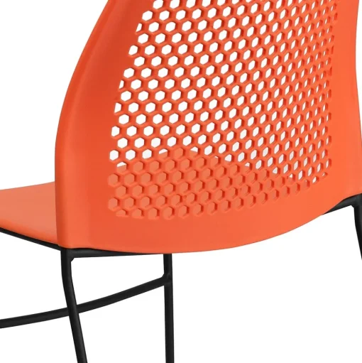 Flash Furniture Folding & Stacking<HERCULES Series Plastic Stack Chair with Air-Vent Back and Sled Base, Orange/Black (RUT498AOR)