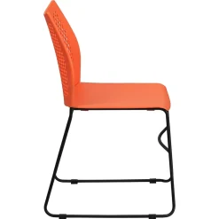 Flash Furniture Folding & Stacking<HERCULES Series Plastic Stack Chair with Air-Vent Back and Sled Base, Orange/Black (RUT498AOR)