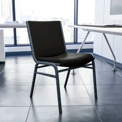 Flash Furniture Folding & Stacking<HERCULES Series Vinyl Stack Chair, Black (XU60153BKVYL)