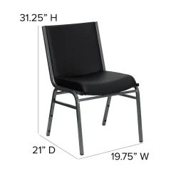 Flash Furniture Folding & Stacking<HERCULES Series Vinyl Stack Chair, Black (XU60153BKVYL)