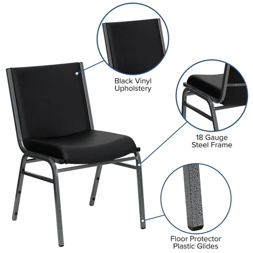 Flash Furniture Folding & Stacking<HERCULES Series Vinyl Stack Chair, Black (XU60153BKVYL)
