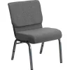 Flash Furniture Folding & Stacking<HERCULES Series Fabric Stacking Church Chair, Gray/Silver Vein Frame (XUCH0221GYSV)