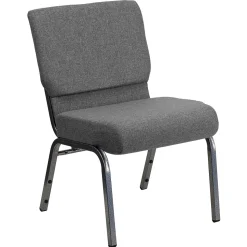 Flash Furniture Folding & Stacking<HERCULES Series Fabric Stacking Church Chair, Gray/Silver Vein Frame (XUCH0221GYSV)