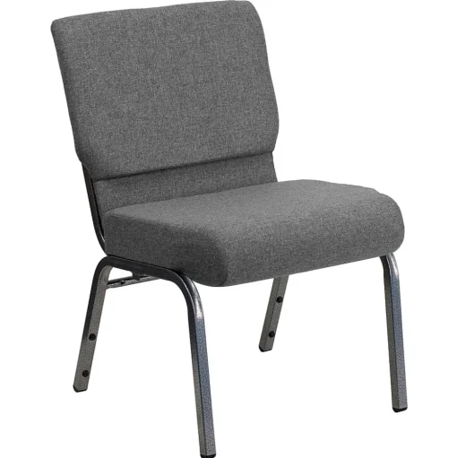 Flash Furniture Folding & Stacking<HERCULES Series Fabric Stacking Church Chair, Gray/Silver Vein Frame (XUCH0221GYSV)
