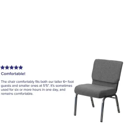 Flash Furniture Folding & Stacking<HERCULES Series Fabric Stacking Church Chair, Gray/Silver Vein Frame (XUCH0221GYSV)