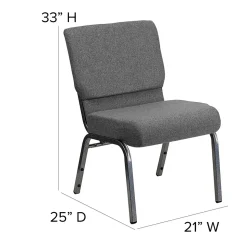 Flash Furniture Folding & Stacking<HERCULES Series Fabric Stacking Church Chair, Gray/Silver Vein Frame (XUCH0221GYSV)
