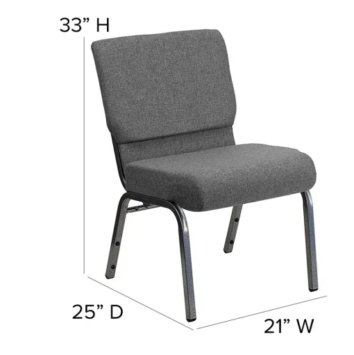 Flash Furniture Folding & Stacking<HERCULES Series Fabric Stacking Church Chair, Gray/Silver Vein Frame (XUCH0221GYSV)