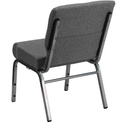 Flash Furniture Folding & Stacking<HERCULES Series Fabric Stacking Church Chair, Gray/Silver Vein Frame (XUCH0221GYSV)