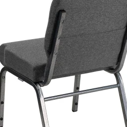 Flash Furniture Folding & Stacking<HERCULES Series Fabric Stacking Church Chair, Gray/Silver Vein Frame (XUCH0221GYSV)