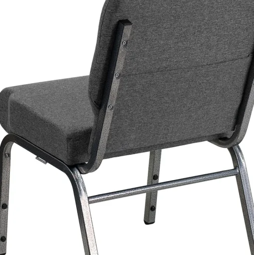 Flash Furniture Folding & Stacking<HERCULES Series Fabric Stacking Church Chair, Gray/Silver Vein Frame (XUCH0221GYSV)