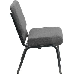 Flash Furniture Folding & Stacking<HERCULES Series Fabric Stacking Church Chair, Gray/Silver Vein Frame (XUCH0221GYSV)