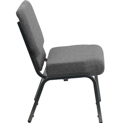 Flash Furniture Folding & Stacking<HERCULES Series Fabric Stacking Church Chair, Gray/Silver Vein Frame (XUCH0221GYSV)