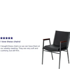 Flash Furniture Folding & Stacking<HERCULES Series Vinyl Stack Chair with Arms, Black (XU60154BKVYL)