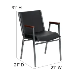 Flash Furniture Folding & Stacking<HERCULES Series Vinyl Stack Chair with Arms, Black (XU60154BKVYL)