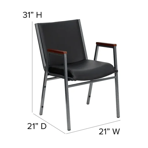 Flash Furniture Folding & Stacking<HERCULES Series Vinyl Stack Chair with Arms, Black (XU60154BKVYL)