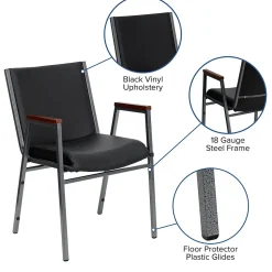 Flash Furniture Folding & Stacking<HERCULES Series Vinyl Stack Chair with Arms, Black (XU60154BKVYL)