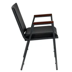 Flash Furniture Folding & Stacking<HERCULES Series Vinyl Stack Chair with Arms, Black (XU60154BKVYL)