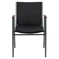Flash Furniture Folding & Stacking<HERCULES Series Vinyl Stack Chair with Arms, Black (XU60154BKVYL)