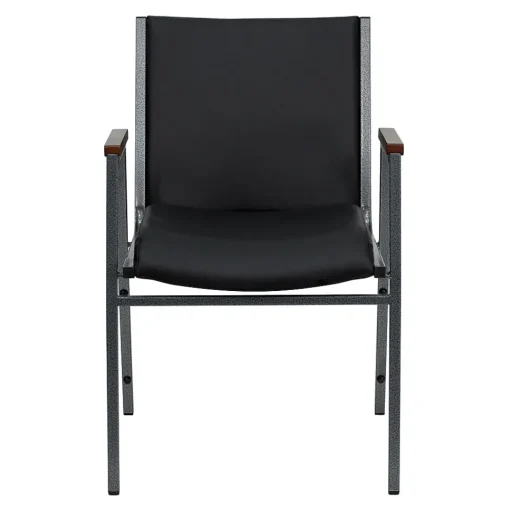 Flash Furniture Folding & Stacking<HERCULES Series Vinyl Stack Chair with Arms, Black (XU60154BKVYL)