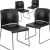 Flash Furniture Folding & Stacking<HERCULES Polypropylene Office Chair, Black, 4/Pack (RUT-238A-BK-GG)