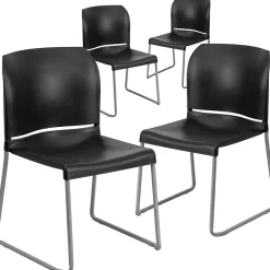 Flash Furniture Folding & Stacking<HERCULES Polypropylene Office Chair, Black, 4/Pack (RUT-238A-BK-GG)